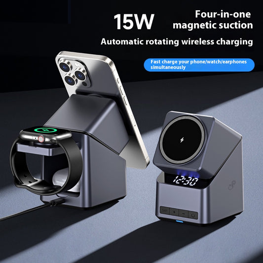 Touch Rotation Adjustment Wireless Charger With Clock