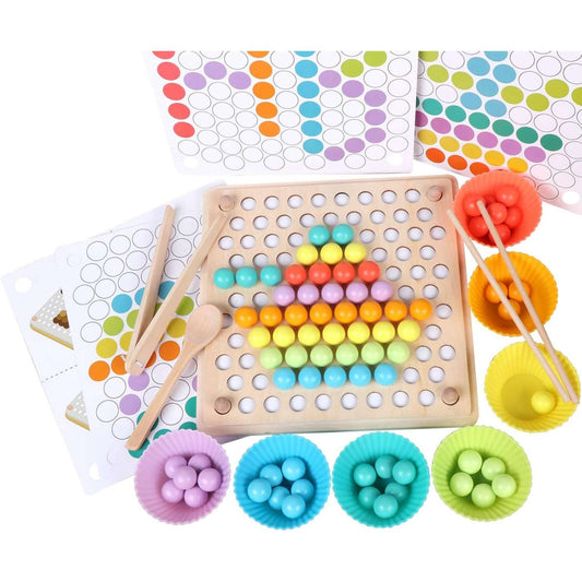 Montessori Wooden Peg Board & Beads