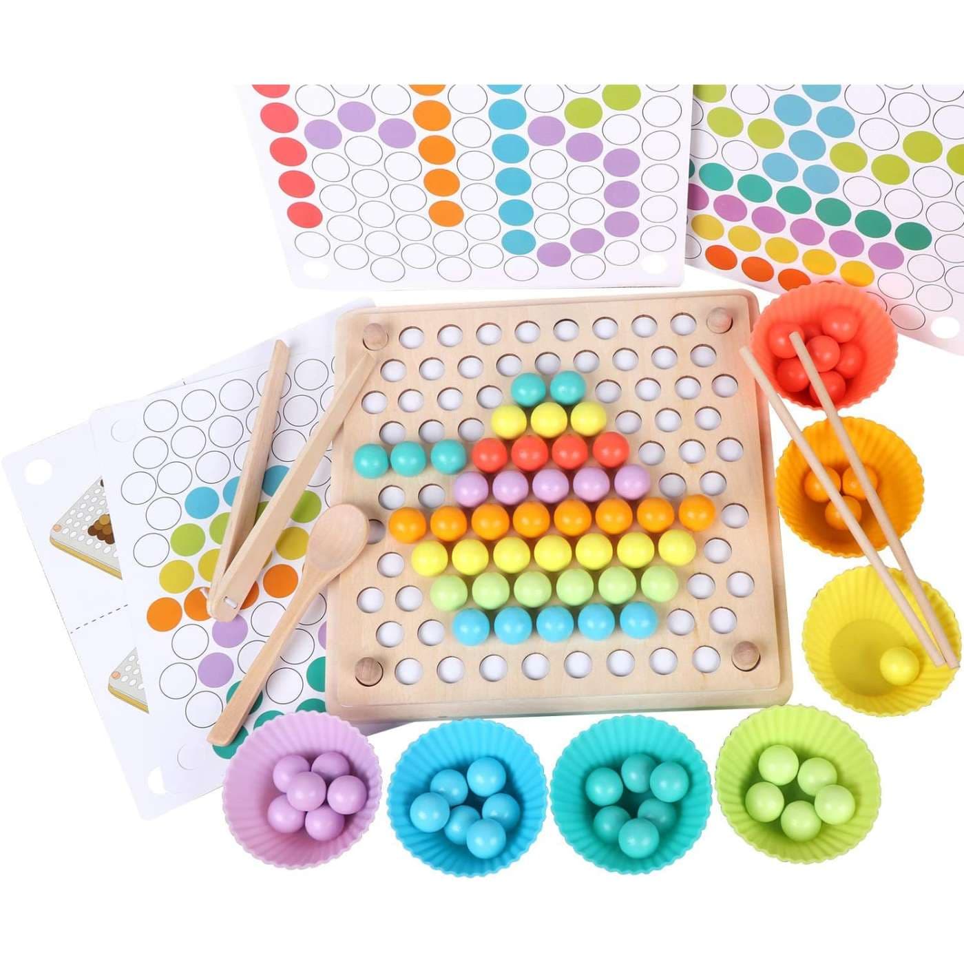Montessori Wooden Peg Board & Beads