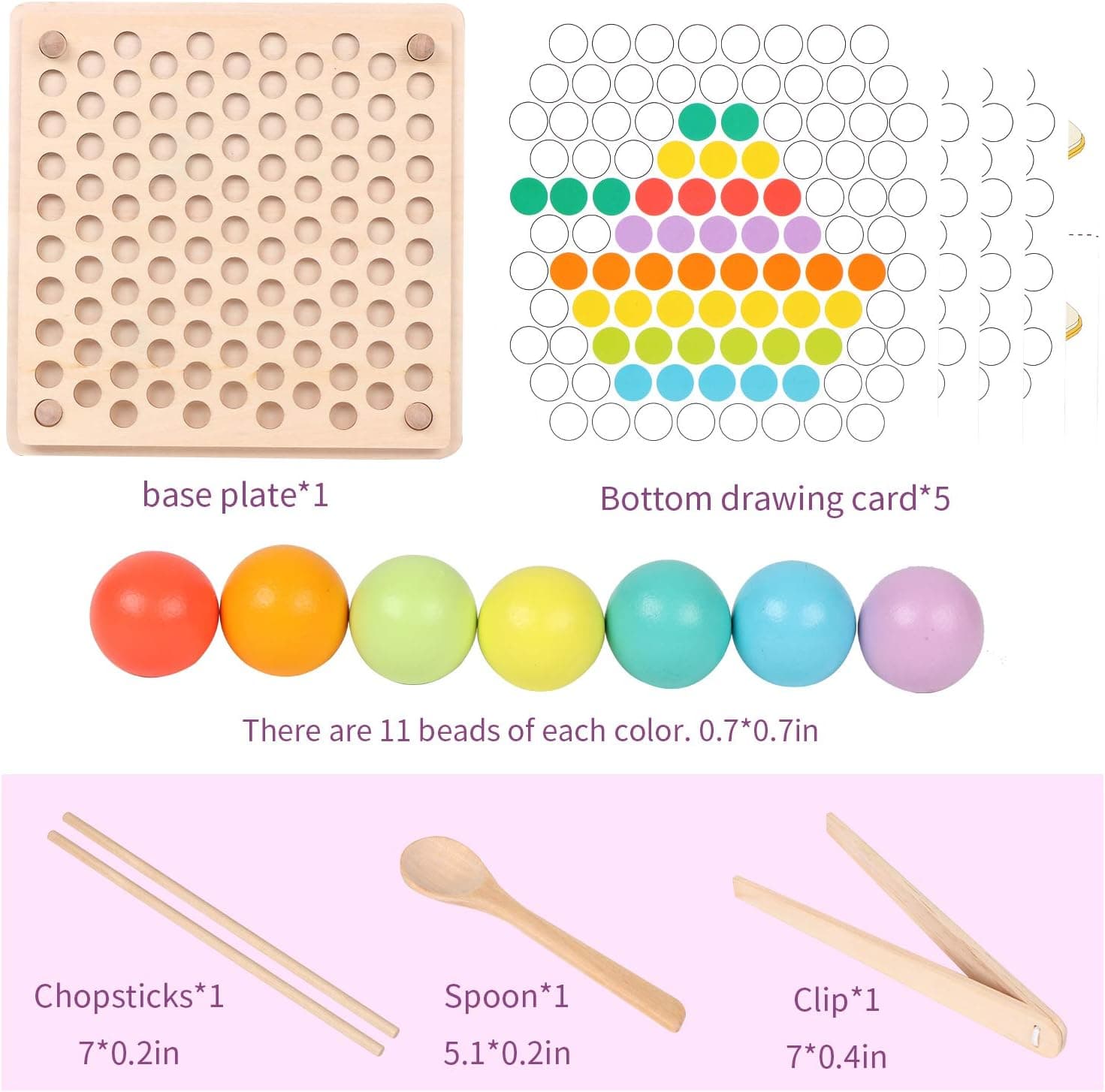 Montessori Wooden Peg Board & Beads