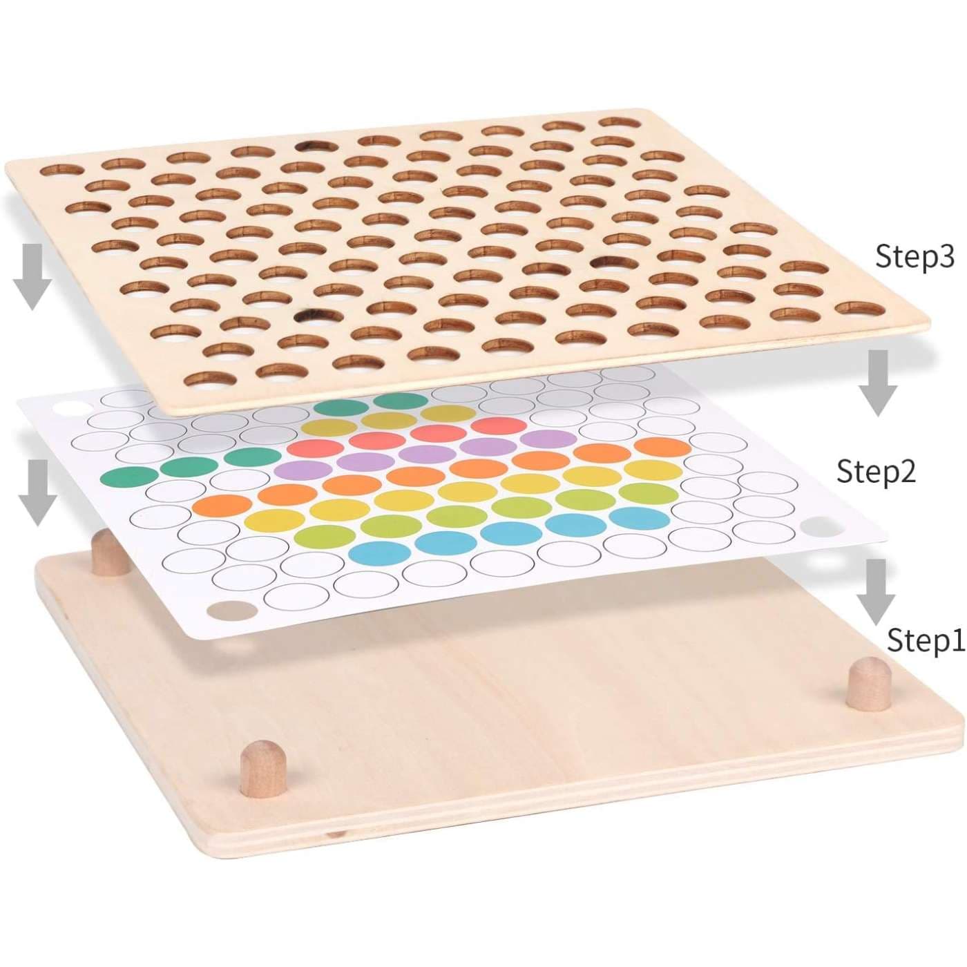 Montessori Wooden Peg Board & Beads