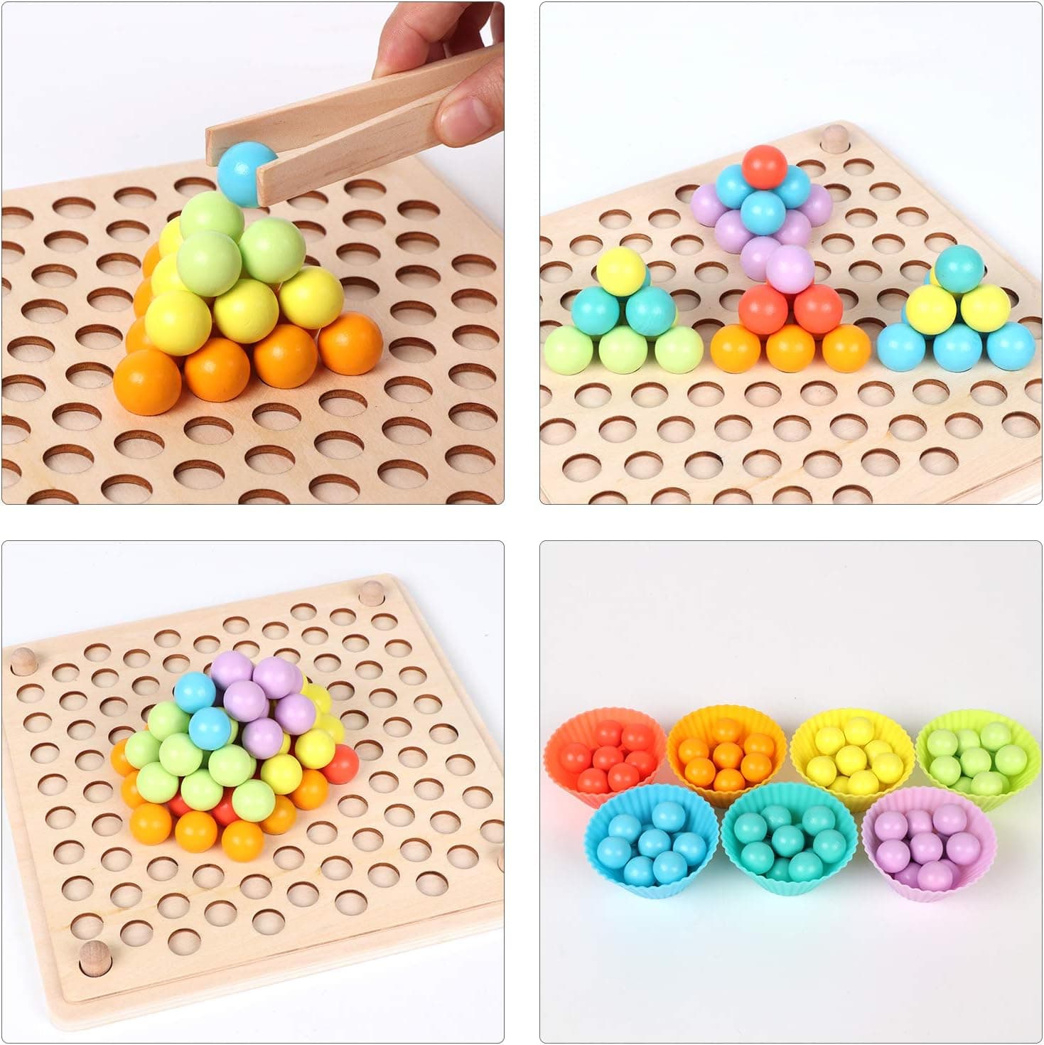 Montessori Wooden Peg Board & Beads