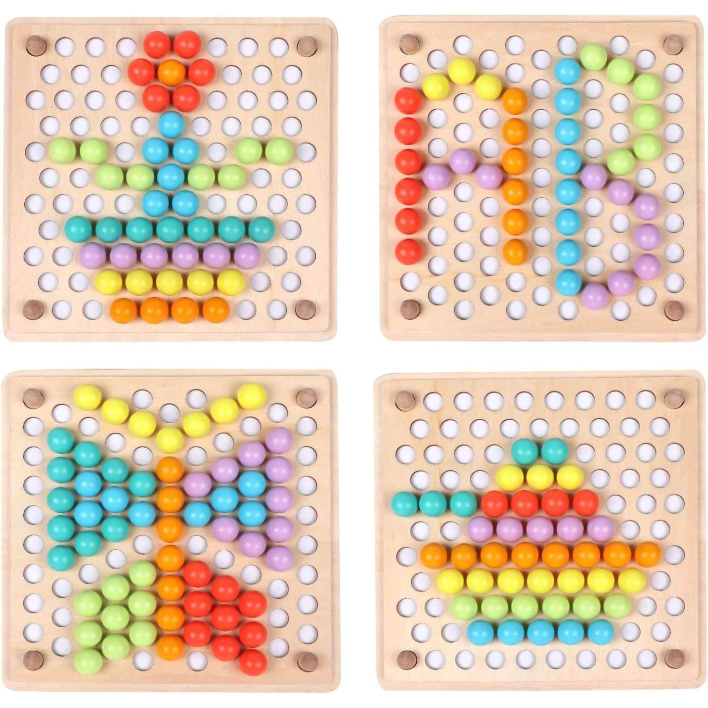 Montessori Wooden Peg Board & Beads