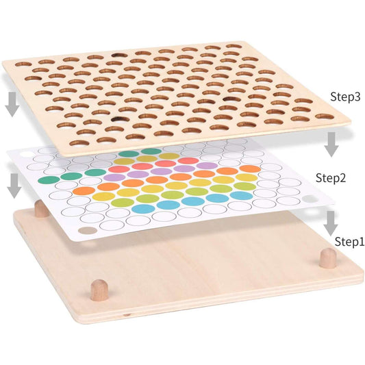 Montessori Wooden Peg Board & Beads